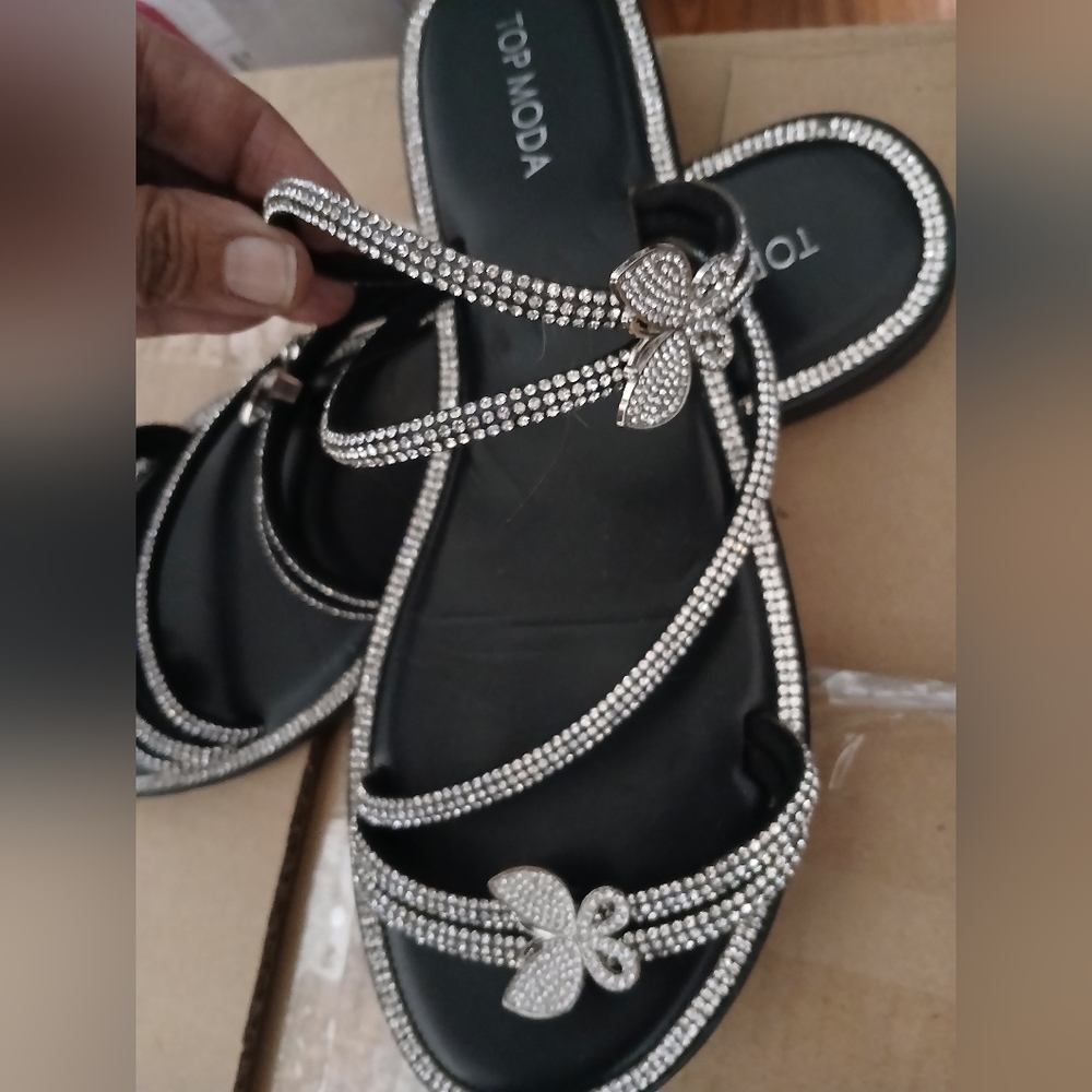 Top Moda Butterflies And Glitter Sandals - Picture 3 of 4